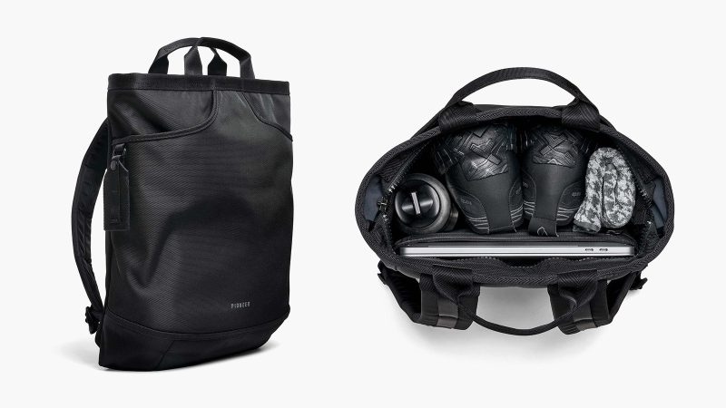 The Pioneer Ray Pack Limited Edition bag in MANDARIN 840™ ballistic nylon with 17-inch laptop sleeve, waterproof membrane, luggage strap, and padded back.