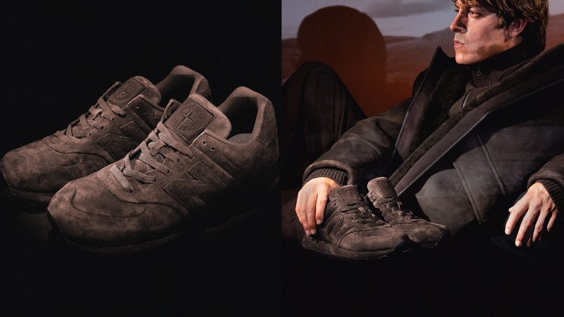 The Stone Island x New Balance 574 Ghost sneaker in stealth-inspired design with muted tones, premium materials, and bold urban streetwear styling.