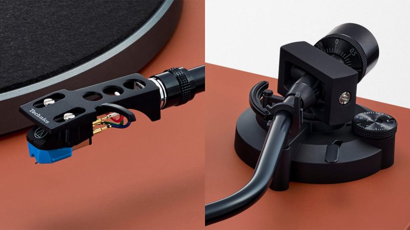 Technics SL-40CBT Bluetooth turntable with direct-drive motor, HDMI-like MDF chassis in Terracotta, integrated phono stage, and stylish modern finish.