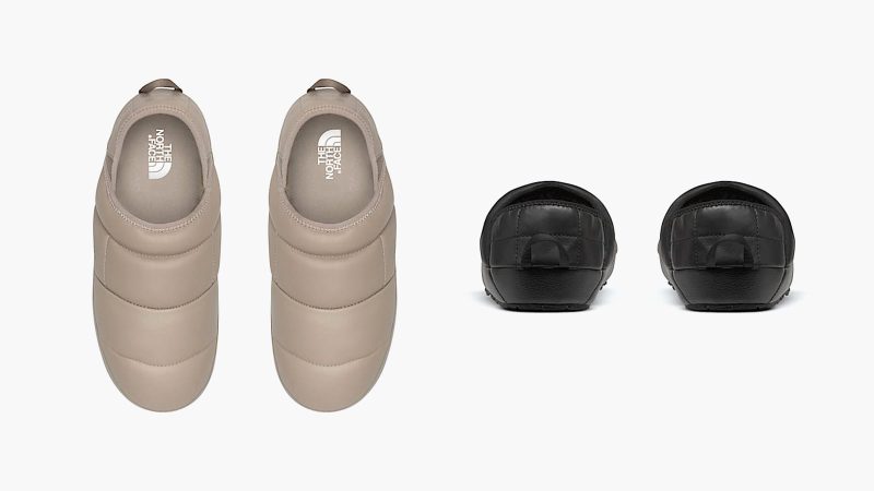 The North Face ThermoBall Traction Mules are crafted from premium leather, featuring recycled insulation, a fleece lining, and a durable outsole.