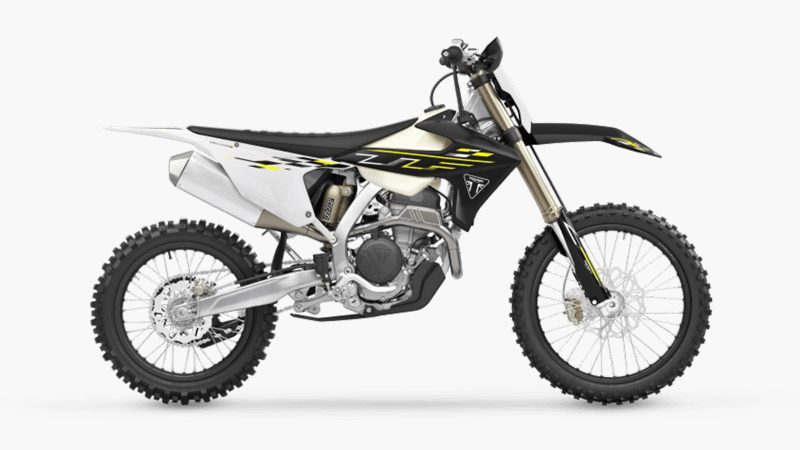Triumph TF 250-C and TF 450-C cross-country motorcycles with race-ready suspension, lightweight frames, and high-performance off-road engineering.
