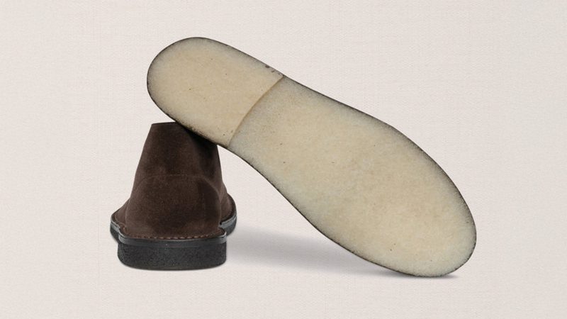 Velasca Umbrelèe Desert Boot in dark brown suede calf leather with para rubber sole, Rapid stitch construction, calf leather lining, handmade in Italy.