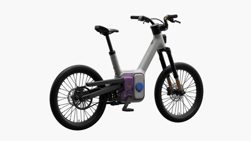 The Also TM-B Launch Edition e-bike in matte silver with a 5-inch digital display and a modular frame, designed by Rivian spinoff for next-gen commuting.