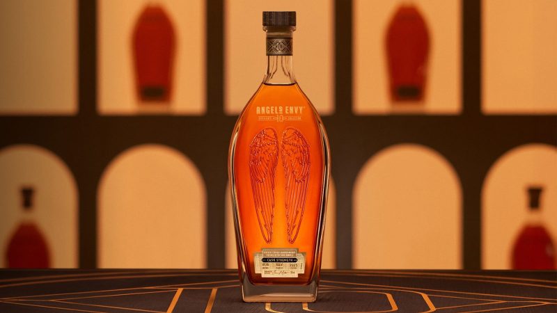 Angel’s Envy 10 Cask Strength bourbon is aged 10 years and bottled at 122.6 proof, with port-finished richness and barrel-aging complexity.