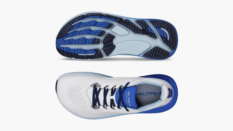 Altra FWD VIA 2 running shoes with max cushion design, featuring new EGO™ P35 midsole, rocker geometry, and breathable mesh upper for road running comfort.