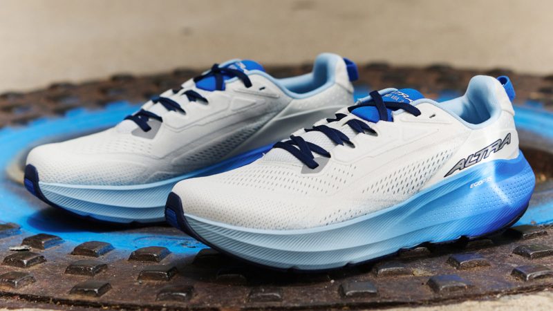 Altra FWD VIA 2 running shoes with max cushion design, featuring new EGO™ P35 midsole, rocker geometry, and breathable mesh upper for road running comfort.