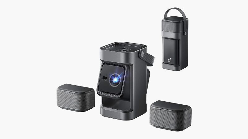 Anker Soundcore’s Nebula P1 Portable Projector with detachable speakers and full HD projection.