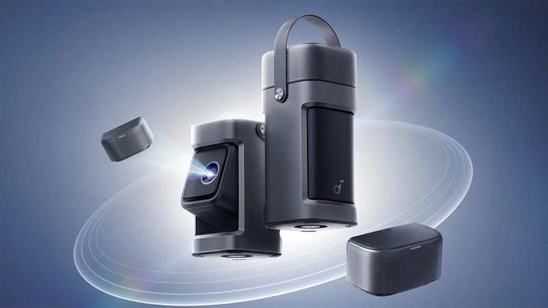 Anker Soundcore’s Nebula P1 Portable Projector with detachable speakers and full HD projection.