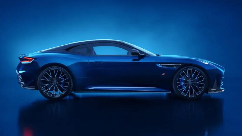 The new Aston Martin DB12 S showcases its bold design and aerodynamic enhancements.