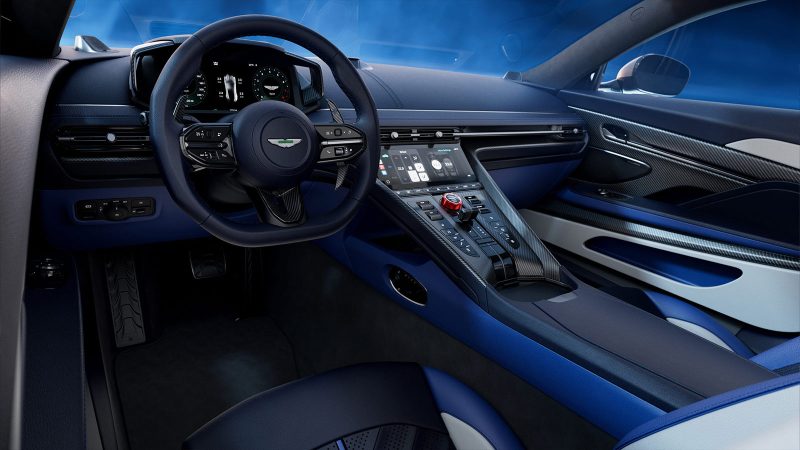 The new Aston Martin DB12 S showcases its bold design and aerodynamic enhancements.
