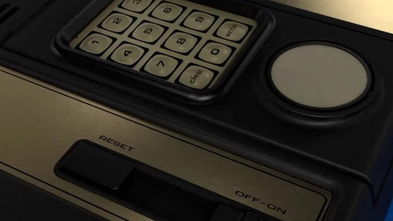 The Atari Intellivision Sprint retro console in black and gold with wireless controllers and HDMI port.