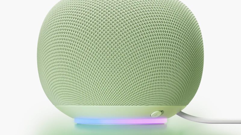 The Google Home Speaker 2026 with Gemini AI showcases its eco-friendly fabric design and light ring for real-time AI feedback.