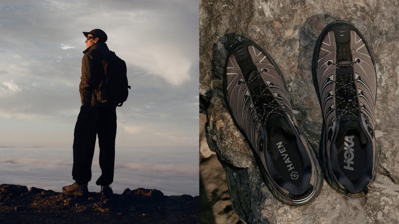The HAVEN x HOKA Stinson EVO GTX waterproof trail sneaker features a GORE-TEX lining and high-traction outsole.