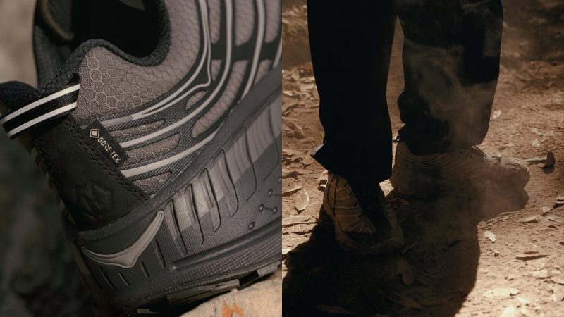 The HAVEN x HOKA Stinson EVO GTX waterproof trail sneaker features a GORE-TEX lining and high-traction outsole.