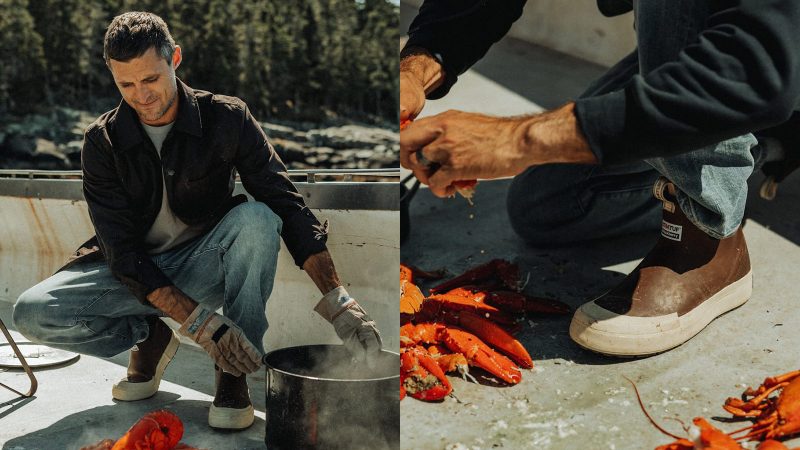 The Huckberry x XTRATUF Legacy Elevate Deck Boot boasts waterproof construction and is designed for comfort, traction, and all-weather versatility.