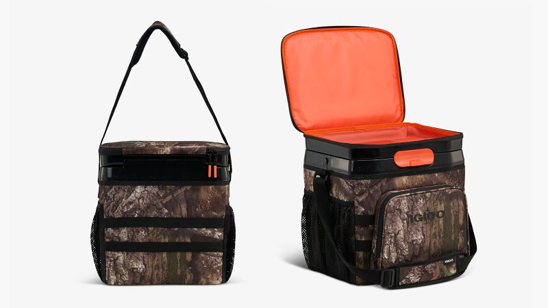 The IGLOO Realtree APX Cooler Bag features a camo design and a 26-can capacity, making it built for rugged outdoor adventures and long-lasting chill performance.