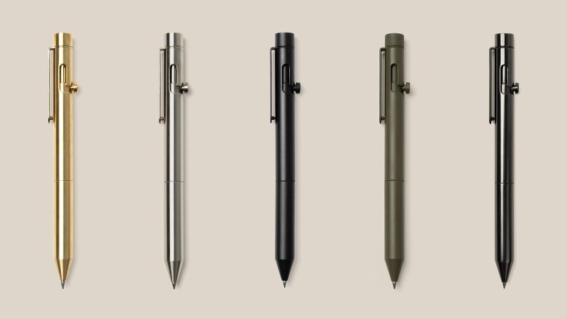 The Ugmonk x INVENTERY Bolt Action Pen V2 showcases the laser-etched clip and precision-machined bolt mechanism.