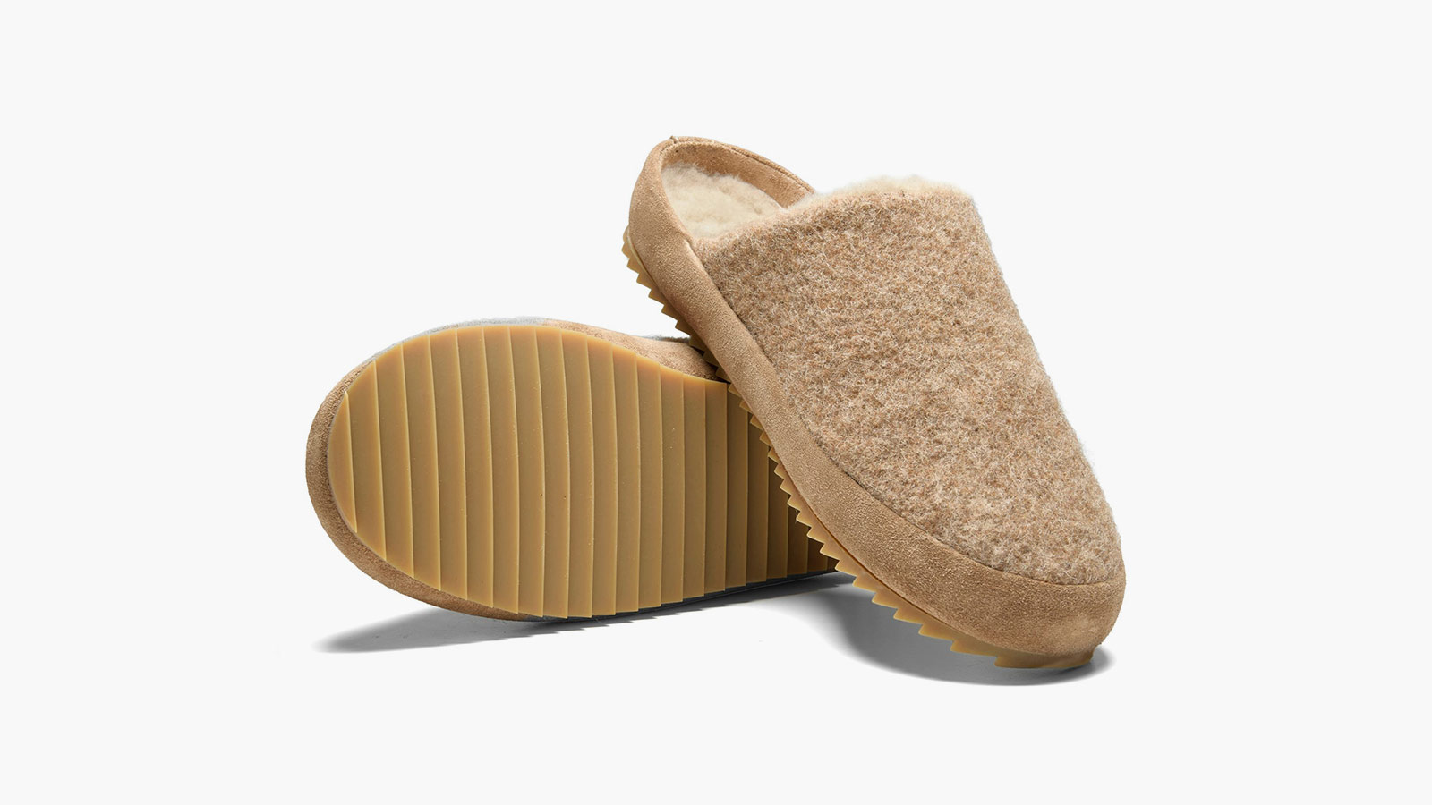 Greys Wool Shearling Lined Mule Slipper combining wool and suede for refined indoor outdoor comfort for men.