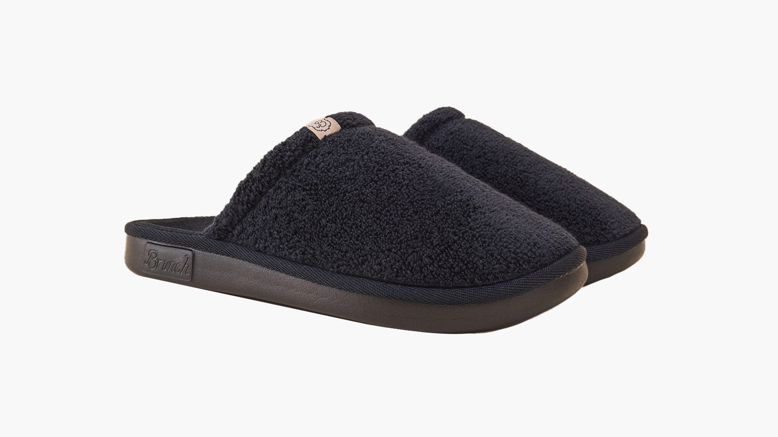 Brunch Slide slipper in navy fleece, soft and supportive indoor outdoor slippers for men.