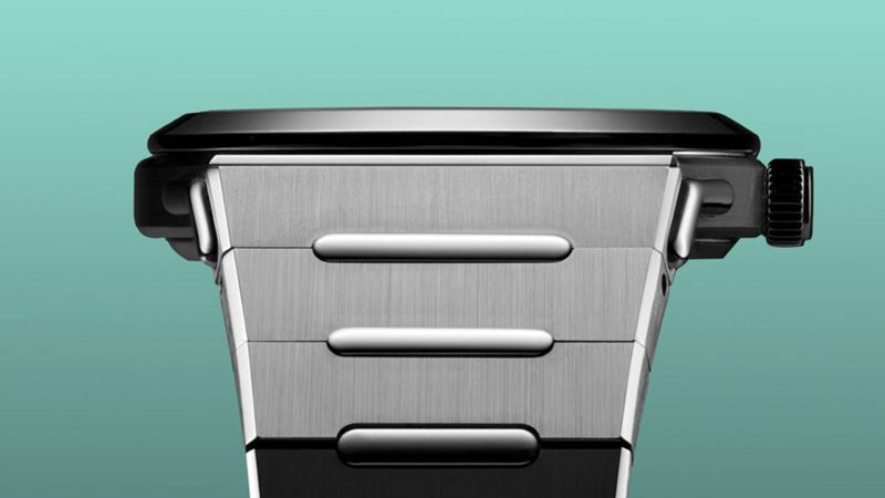 The Louis Erard 2340 sports watch boasts an integrated titanium-steel bracelet and textured dial.