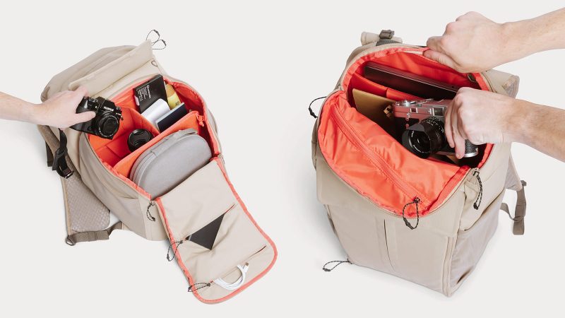 Moment’s Sequence 23L camera backpack with modular pop-up shelves and lightweight outdoor design.