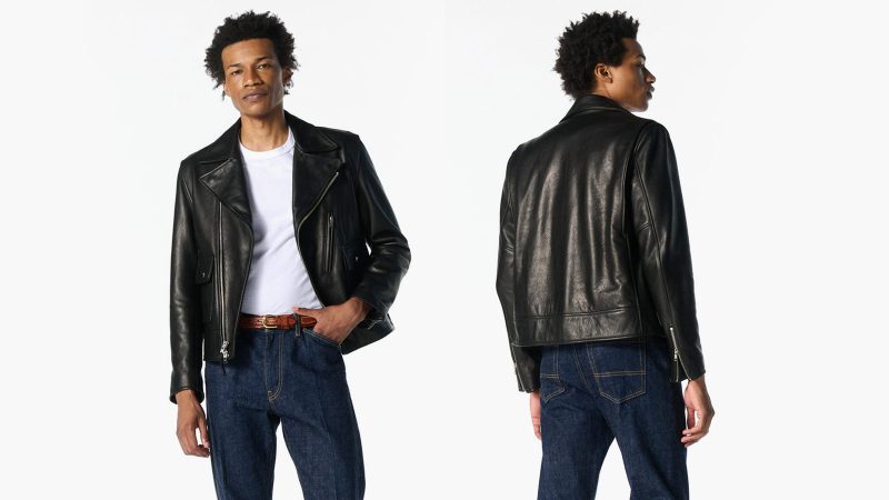 The Noah Leather Cruiser Jacket showcases its premium leather texture and rugged detailing.