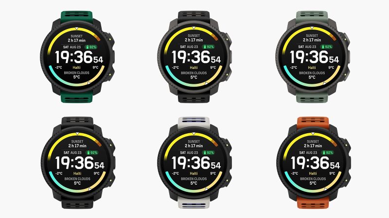 The Suunto Vertical 2 smartwatch features an AMOLED display, dual-band GPS, a flashlight, and a rugged titanium or stainless steel build.