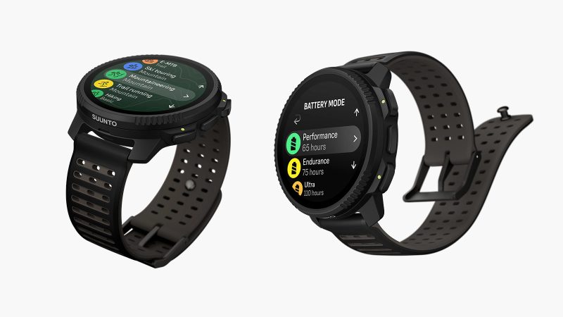The Suunto Vertical 2 smartwatch features an AMOLED display, dual-band GPS, a flashlight, and a rugged titanium or stainless steel build.