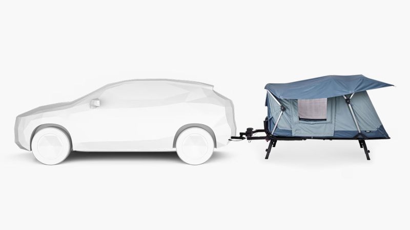 The Thule Outset hitch-mounted car tent attaches to an SUV’s receiver hitch, and is elevated off the ground with panoramic windows and a built-in mattress.