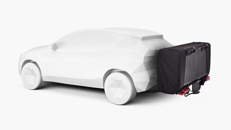 The Thule Outset hitch-mounted car tent attaches to an SUV’s receiver hitch, and is elevated off the ground with panoramic windows and a built-in mattress.