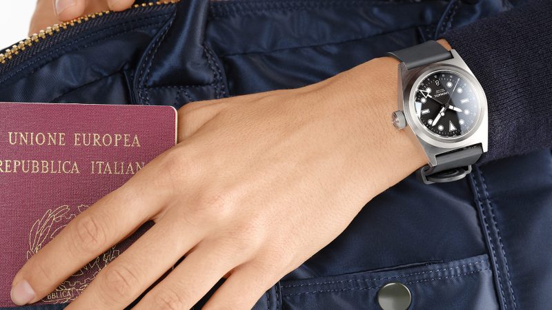 The UNIMATIC Modello Due U2-GMT World Timer is available in brushed stainless steel, featuring a dual-time display.