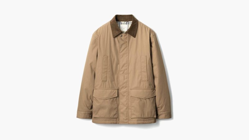 The Uniqlo x JW Anderson Pufftech Utility Jacket features a boxy fit, corduroy collar, and deep cargo utility pockets.