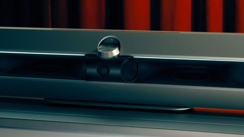 Bang & Olufsen Beosound Premiere speaker with premium minimalist design, featuring sleek aluminum housing and high-end acoustic elements.