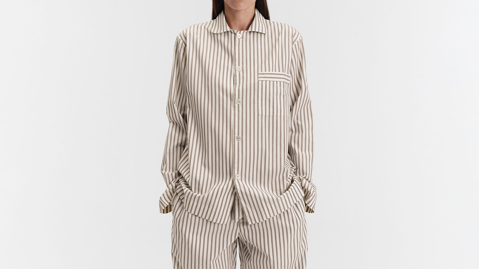 Tekla organic cotton poplin pajama set showcasing minimalist Scandinavian tailoring — a luxury option among the Best Men’s Pajamas.
