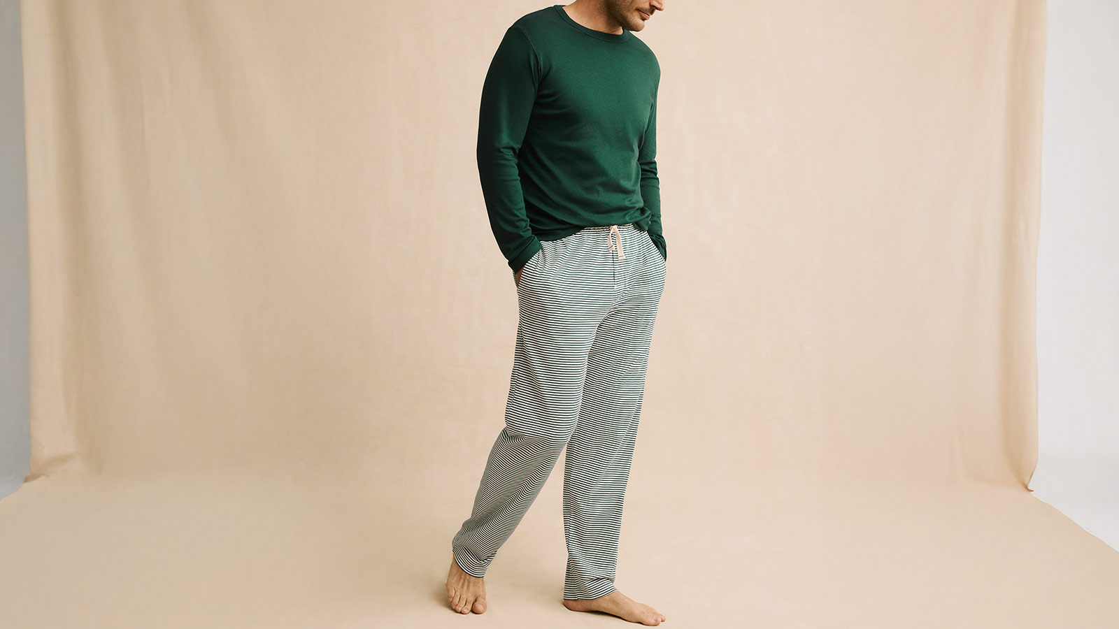 Lake Pajamas conifer bar‑stripe pima cotton pajama set — a soft, elegant essential featured in the Best Men’s Pajamas guide.