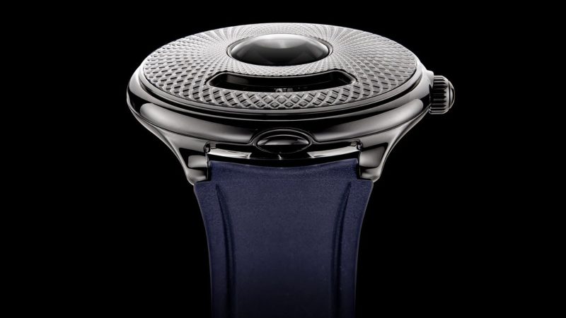 Czapek Time Jumper watch with jump-hour display, Singularité guilloché cover, caliber 10.01 movement, flying tourbillon, and stainless steel half-hunter case.