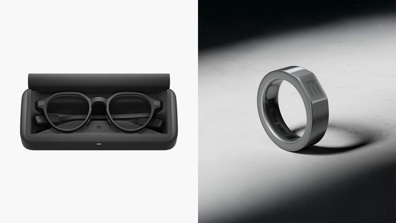 Even Realities G2 Smart Glasses and R1 Smart Ring boast a sleek titanium frame, minimalist design, and HUD waveguides visible.