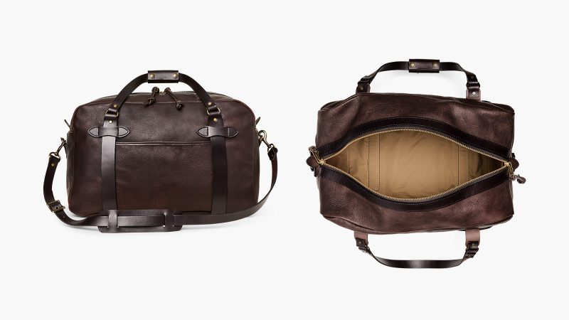 Filson Heritage Leather Bags collection features premium full-grain leather construction, brass hardware, and timeless American craftsmanship for everyday carry.