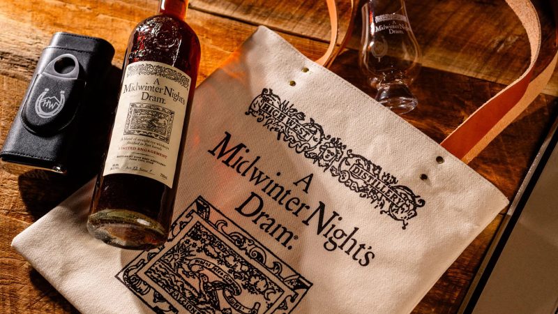 High West’s Distillery Midwinter Night’s Dram Act 13 rye whiskey features a limited-edition label and winter-themed packaging.