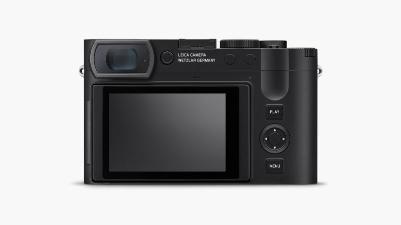 Leica Q3 Monochrom full-frame black-and-white digital camera with 60MP sensor, Summilux 28mm f/1.7 lens, tilting screen, and matte black finish.