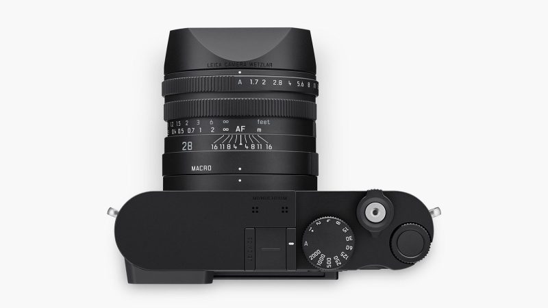 Leica Q3 Monochrom full-frame black-and-white digital camera with 60MP sensor, Summilux 28mm f/1.7 lens, tilting screen, and matte black finish.