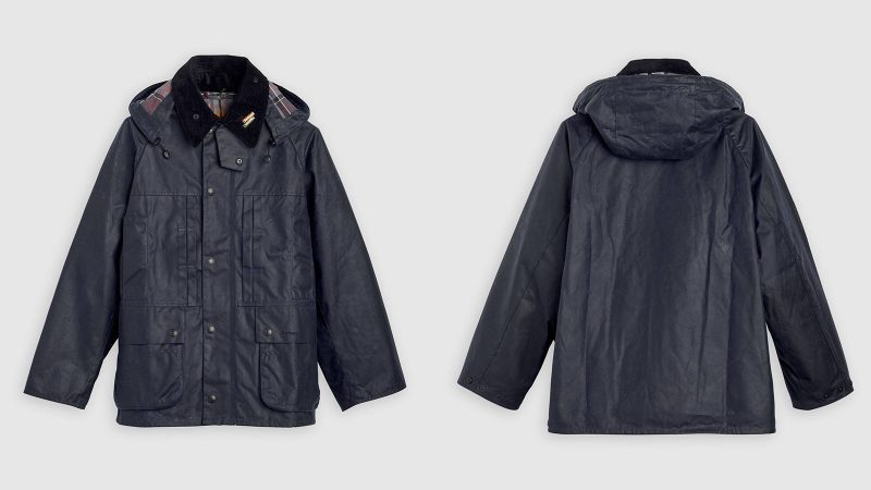 The Levi’s x Barbour collection features waxed denim jackets and workwear-inspired outerwear that combines Levi’s classic denim with Barbour’s waxed cotton heritage.