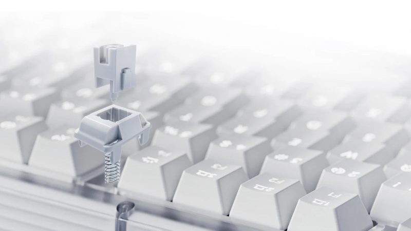 The Logitech Alto Keys K98M mechanical keyboard features translucent edges, shine-through PBT keycaps, and subtle lighting in Graphite, Off-White, and Lilac.