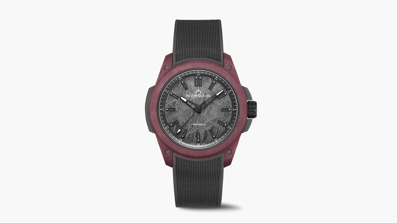 Norqain’s Wild ONE 42mm Meteorite Special Edition watch with genuine meteorite dial, NORTEQ carbon case, titanium core, and COSC-certified movement.