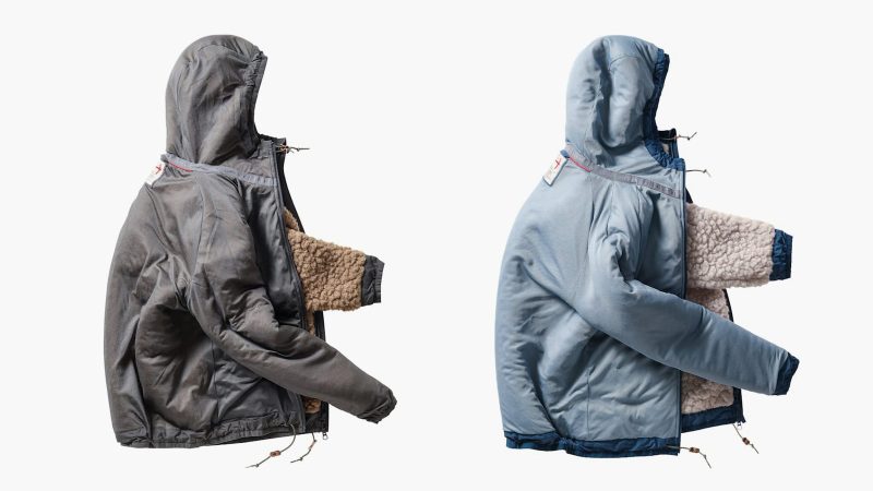 Relwen Abominable Hood Jacket in Natural color—high-pile wool-poly sherpa with a relaxed hooded fit, 2-way zipper and concealed cargo pockets.