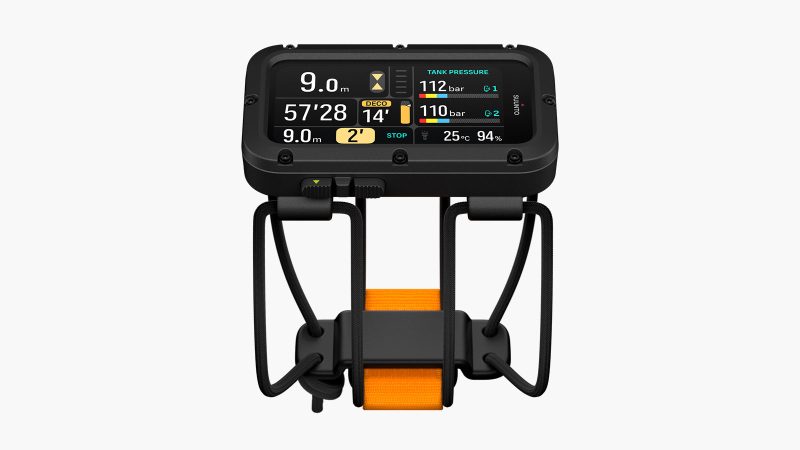 Suunto Nautic and Nautic S dive computers—large AMOLED display model and compact model—with rugged straps and deep-ocean interface styling.