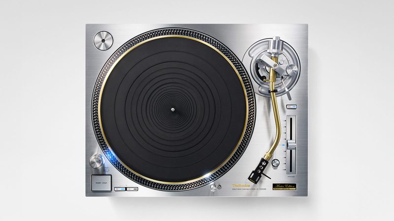 The Technics Limited Edition SL-1200/1210G Master Edition turntable features a premium metallic finish, precision controls, and a high-end tonearm design.