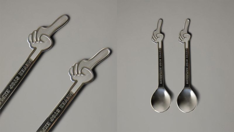 The North Face x Bialetti Moka Express Set features a co-branded stovetop espresso maker and camping mug in an outdoor alpine setting, designed for trail-side coffee brewing.