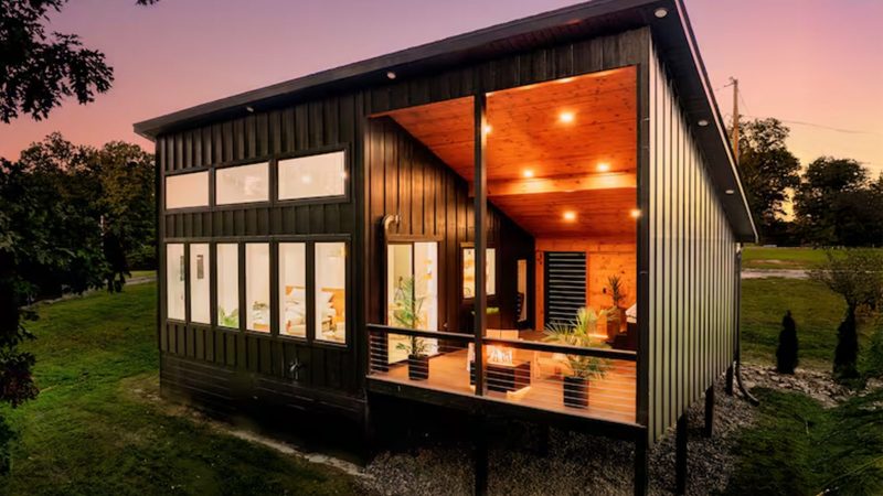 The Solenne Airbnb is a modern forest retreat features warm neutral tones, architectural clean lines, panoramic windows, and curated interior design.