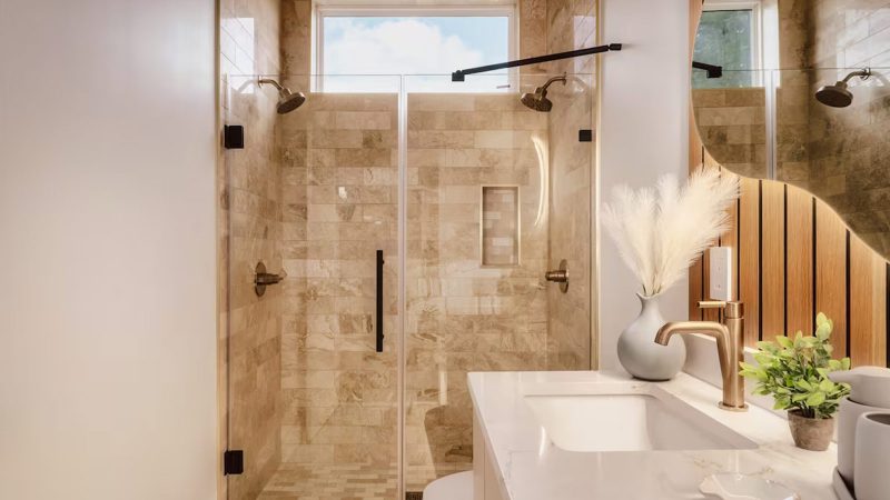 The Solenne Airbnb is a modern forest retreat features warm neutral tones, architectural clean lines, panoramic windows, and curated interior design.